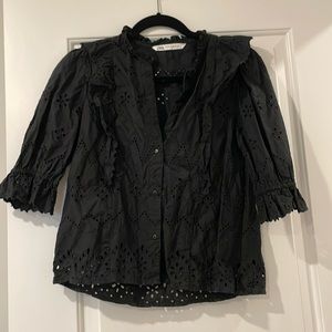 Zara eyelet embroidered top size XS